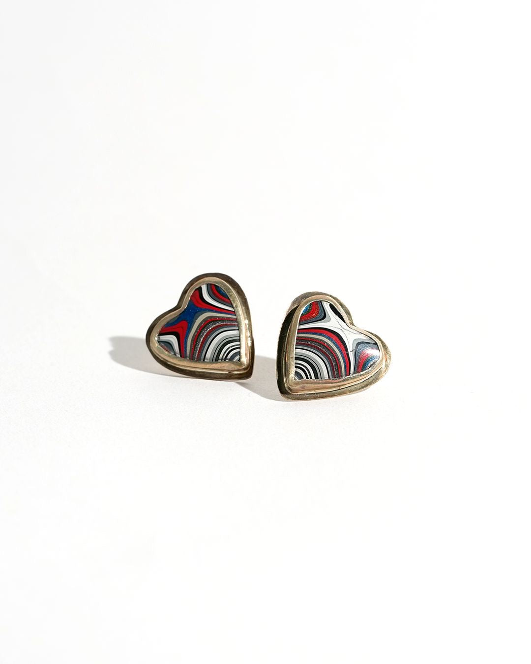 Fordite earrings Heart Red