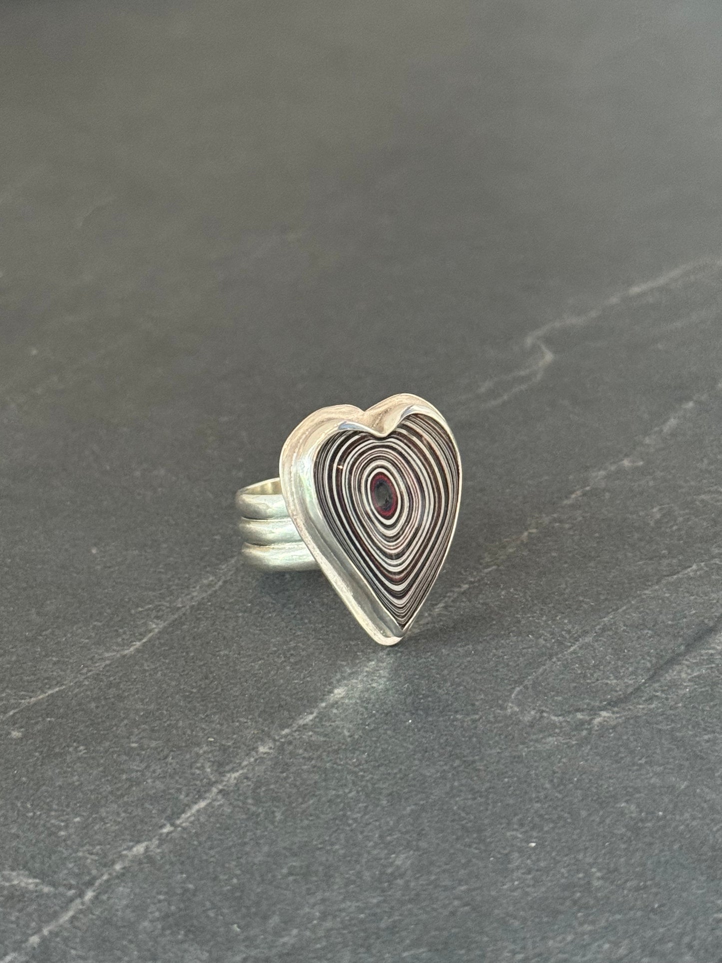 Fordite Heart Ring