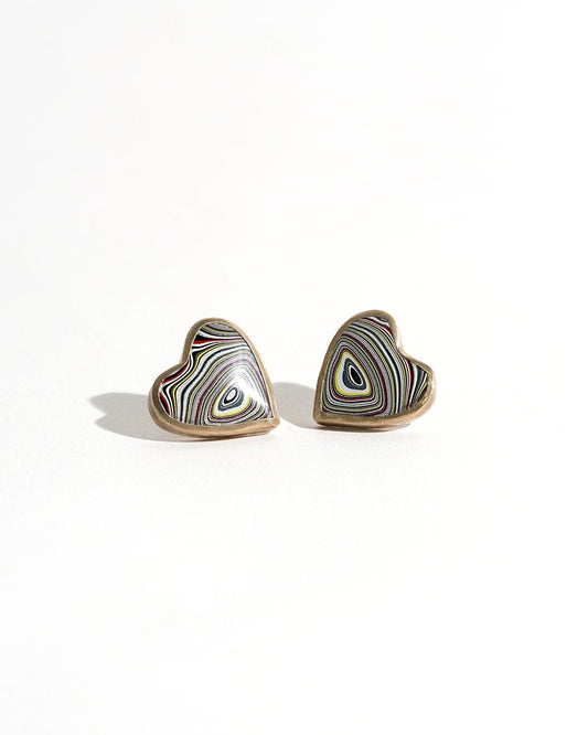 Fordite earrings Heart mono