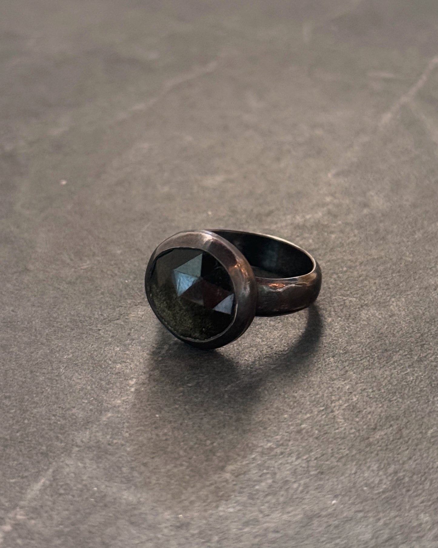 Gold sheen Obsidian Ring